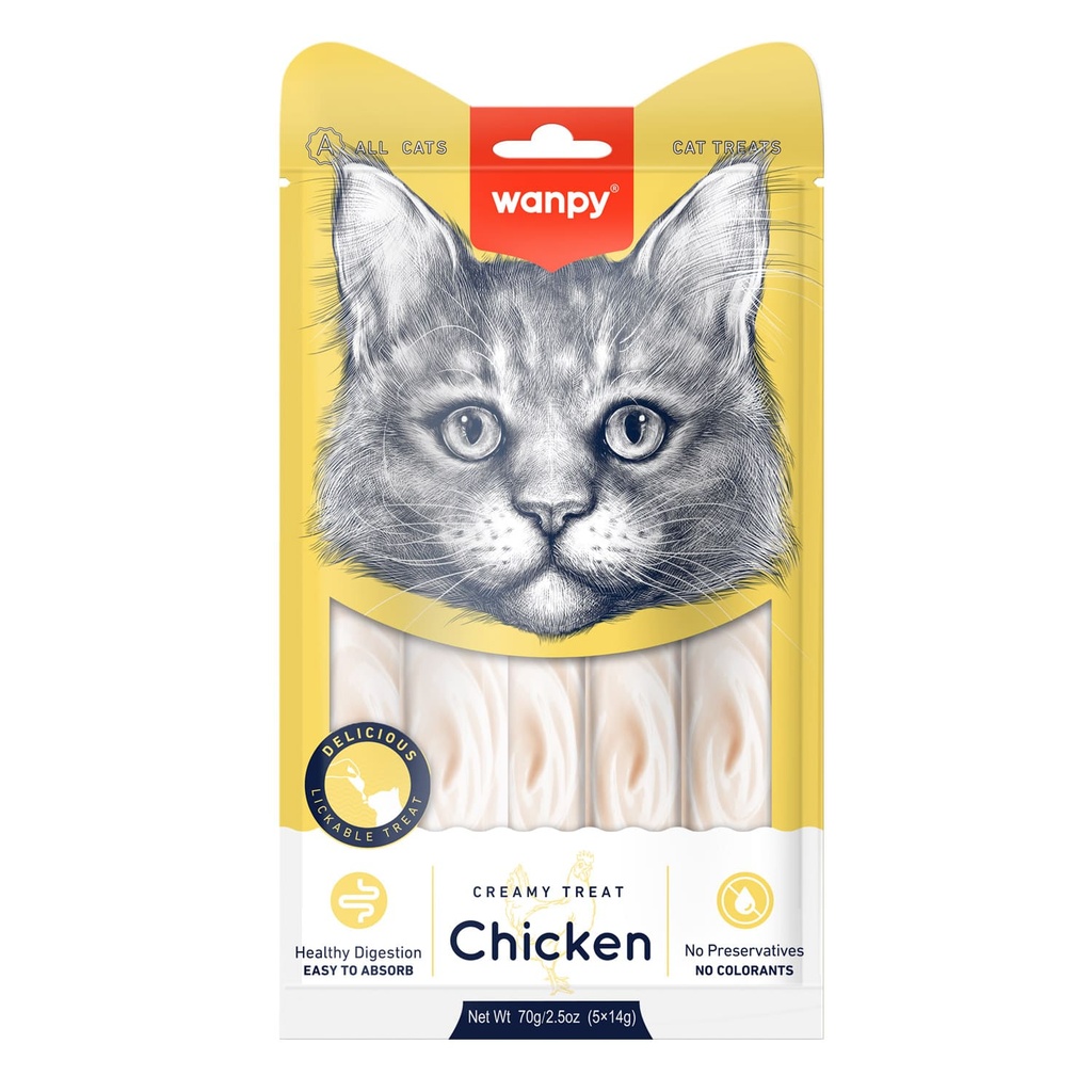 Wanpy Creamy Lickable Cat Treats Chicken 14gx5pcs