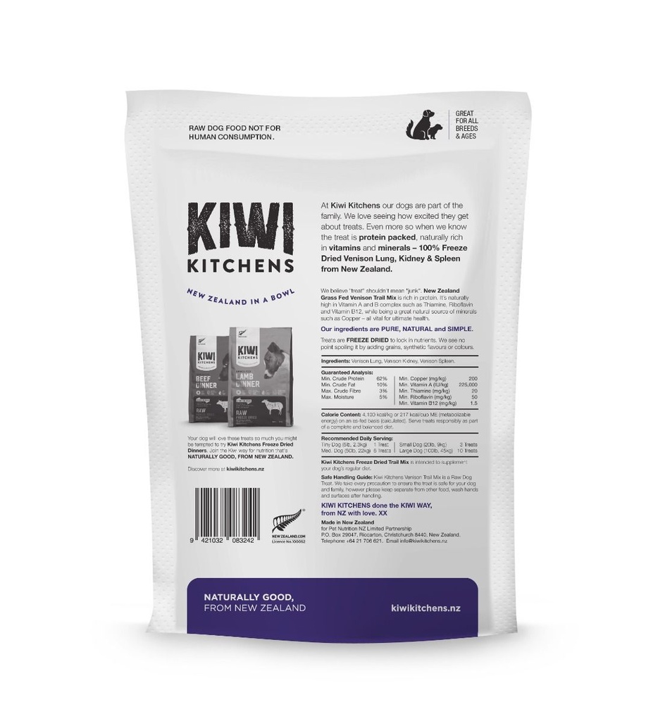 Kiwi Kitchens Raw Freeze Dried Venison Trail Mix 