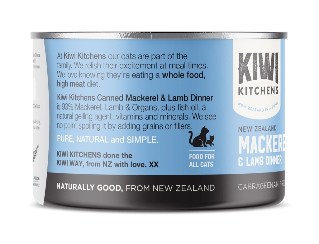 Kiwi Kitchens Mackerel & Lamb Dinner Canned Wet Cat Food 85gm