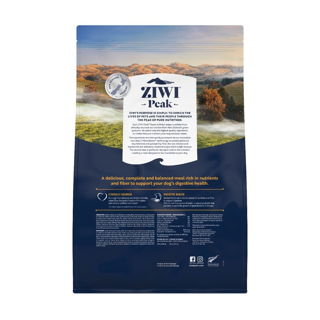 ZIWI Peak Steam & Dried Cage-Free Chicken with Orchard Fruits Recipe Dry Dog Food 3.2KG
