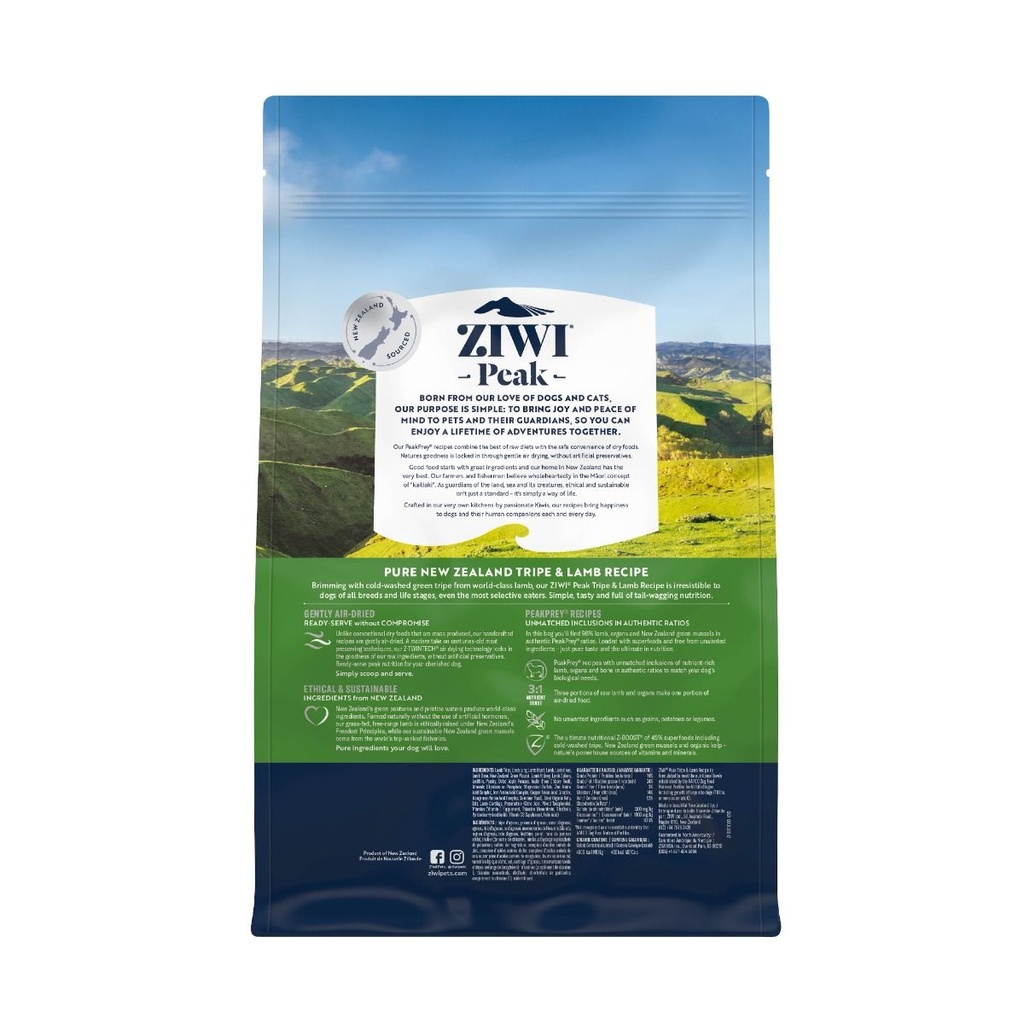 ZIWI Peak Air-Dried Tripe & Lamb Recipe Dry Dog Food-1KG