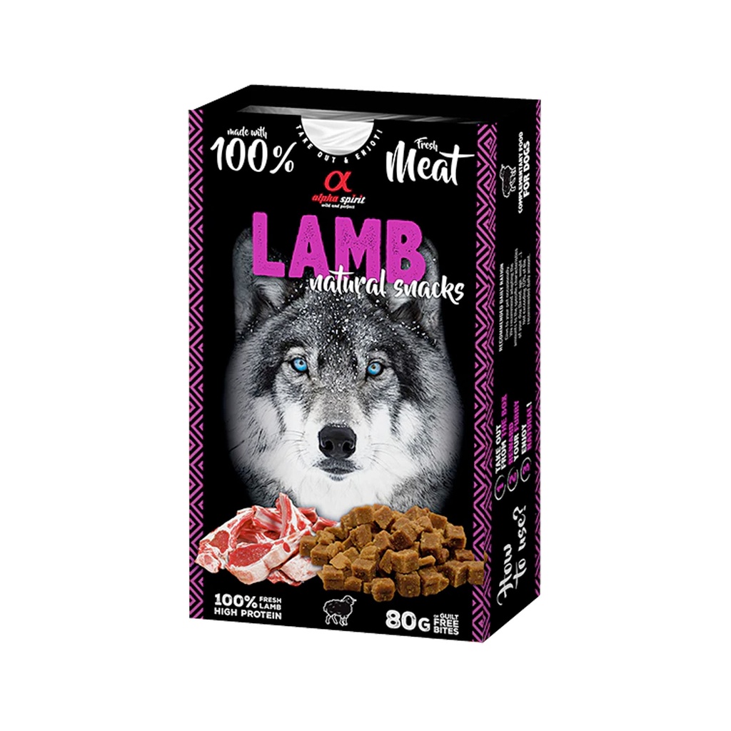 Alpha Spirit Natural Snacks for Dogs Lamb 80gm