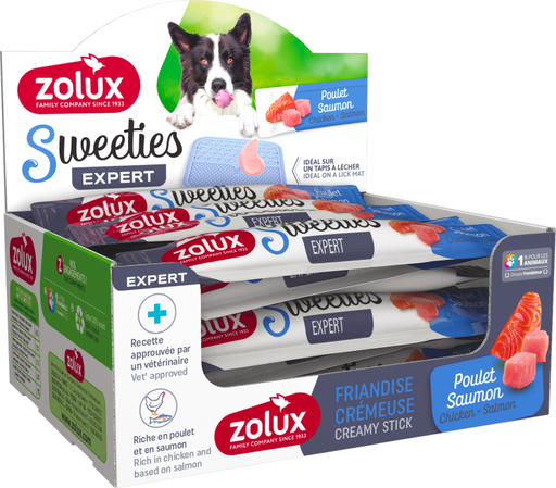 [ZL482343] Zolux Sweeties Creamy Stick For Dog Chicken Salmon 48pcs x 14pcs

