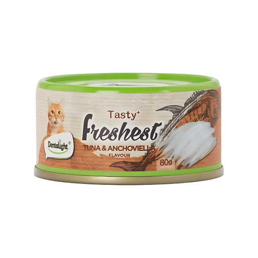 [DL11520] Dentalight Tasty Freshest Cat Treat in Can Tuna & Anchoviella 6x80gm