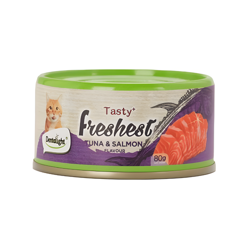 [DL11513] Dentalight Tasty Freshest Cat Treat in Can Tuna & Salmon 6x80gm