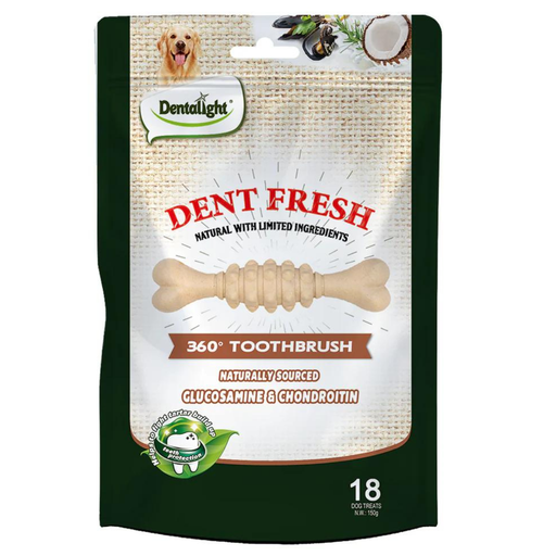 [DL08223] Dentalight 3" Dent Fresh 360° Toothbrush Healthy joint Dog Treat 18Pcs/Pack 150gm