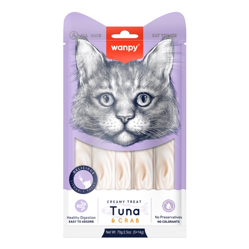[RAC-55] Wanpy Creamy Lickable Cat Treats Tuna & Crab 14g x 5pcs
