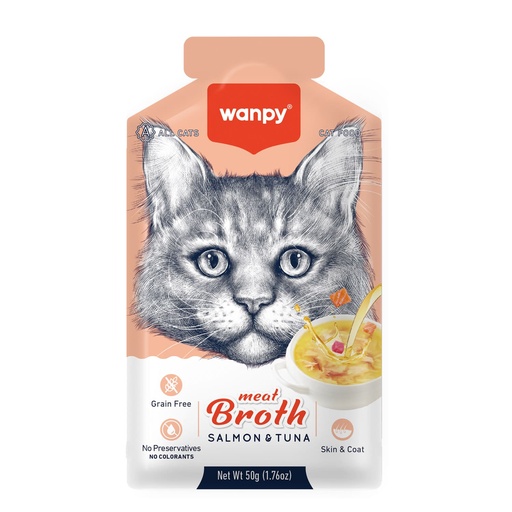 [RAC-63] Wanpy Meat Broth Salmon & Tuna for Cats 50gm