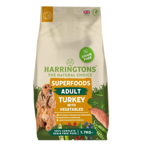 [HARRGFST-1.7kg] Harringtons Superfoods Turkey with Vegetables Adult Dry Dog Food 1.7kg