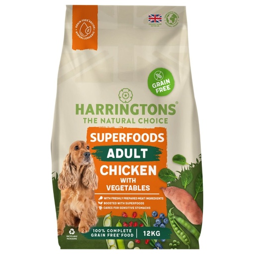 [HARRGFSC-12kg] Harringtons Superfoods Chicken with Vegetables Adult Dry Dog Food 12KG