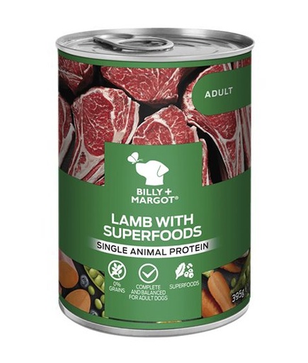 [300934-395g] Billy & Margot Lamb with Superfoods Adult Canned Wet Dog Food 395g